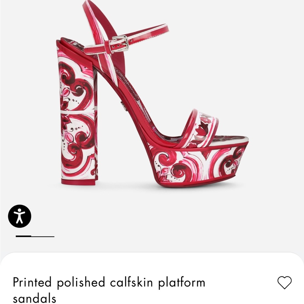 Dolce & Gabbana Printed Polished Calfskin Platform Sanadals